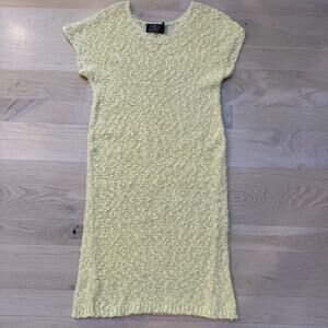 VNG David Brett Inc. Butter Yellow Open Knit Dress SZ L Beach Cover Vacation